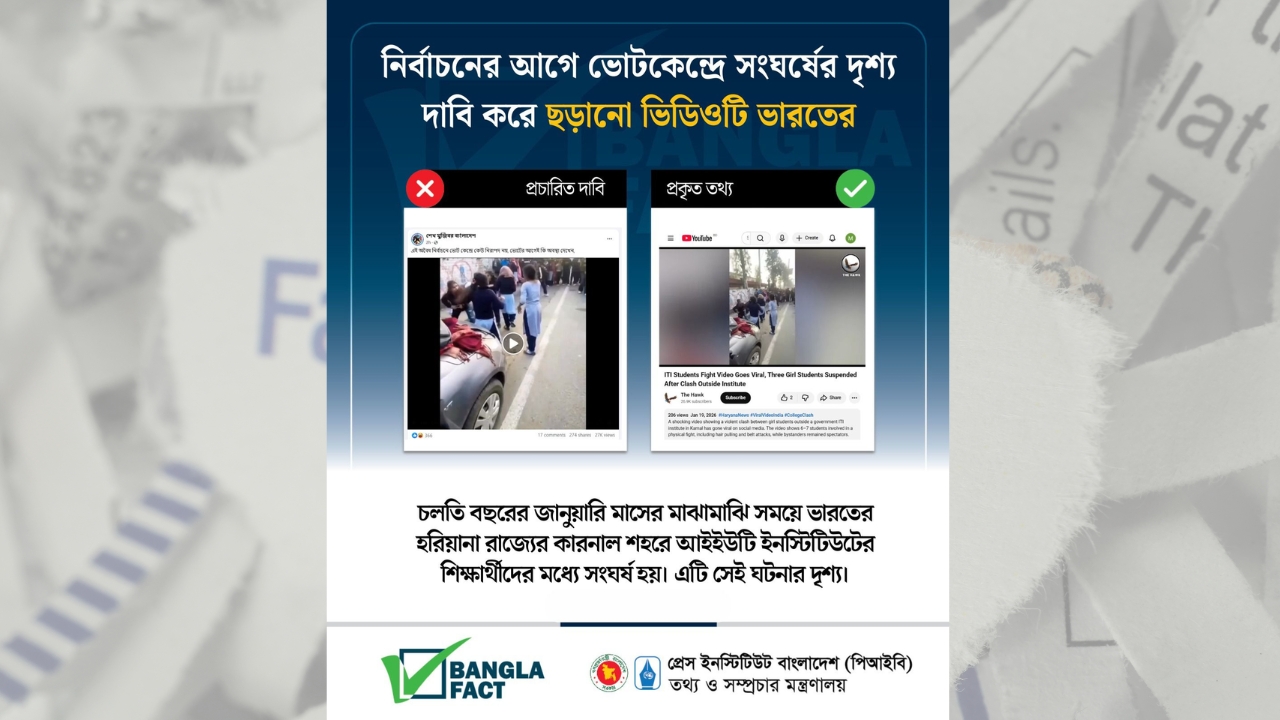 নির্বাচনের আগে ভোটকেন্দ্রে সংঘর্ষের দৃশ্য দাবি করে ছড়ানো ভিডিওটি ভারতের