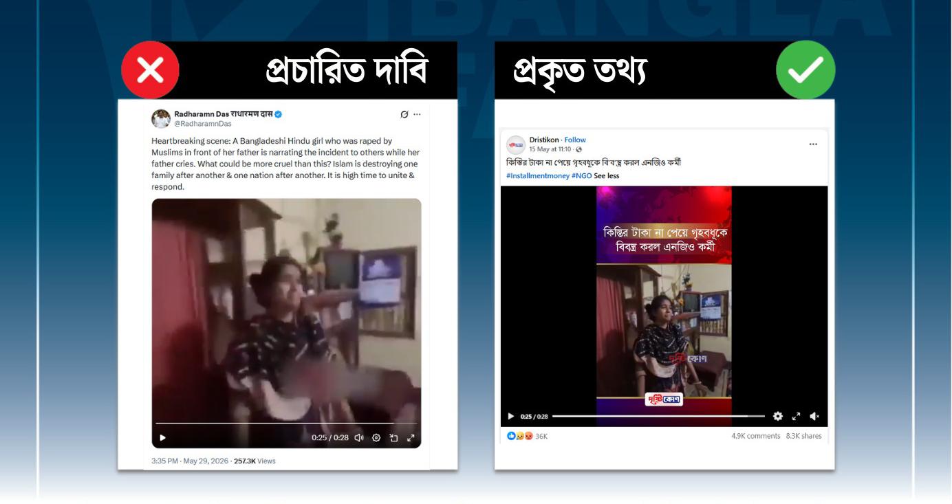 হিন্দু ধর্মাবলম্বী নারীকে তার বাবার সামনে ধর্ষণের দাবি করে ছড়ানো ভিডিওটি ভিন্ন ঘটনার
