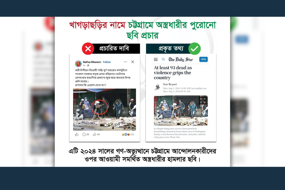 খাগড়াছড়ির নামে চট্টগ্রামে অস্ত্রধারীর পুরোনো ছবি প্রচার