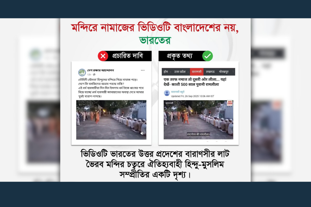মন্দিরে নামাজের ভিডিওটি বাংলাদেশের নয়, ভারতের