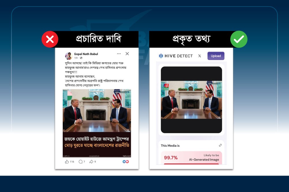 জয়কে ট্রাম্পের আমন্ত্রণের দাবিটি মিথ্যা, ছবিটি এআই-সৃষ্ট