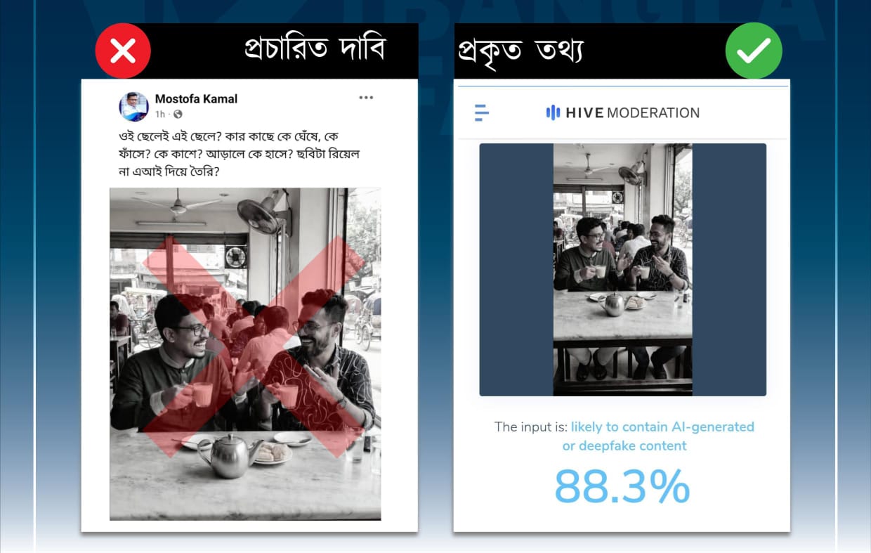 সাদিক কায়েমের সঙ্গে হাদির ওপর সন্দেহভাজন হামলাকারীর ছবিটি এআই-সৃষ্ট
