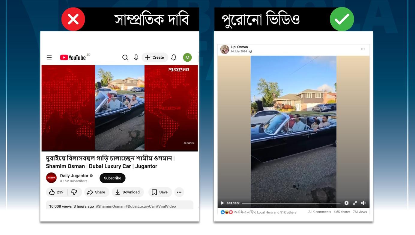 শামীম ওসমান সম্প্রতি দুবাইয়ে গাড়ি চালাচ্ছেন দাবি করে ছড়ানো ভিডিওটি পুরোনো