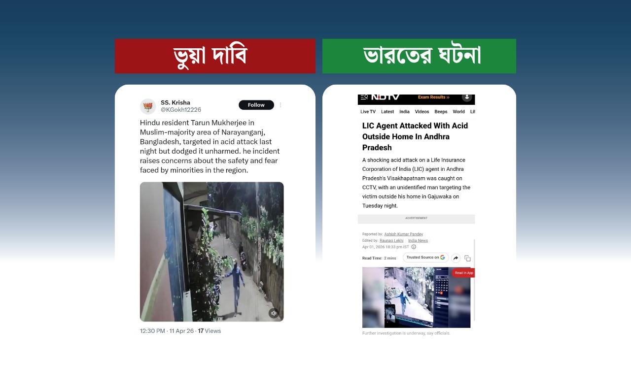 নারায়ণগঞ্জে হিন্দু ব্যক্তির ওপর এসিড হামলা দাবিতে ছড়ানো ভিডিওটি ভারতের